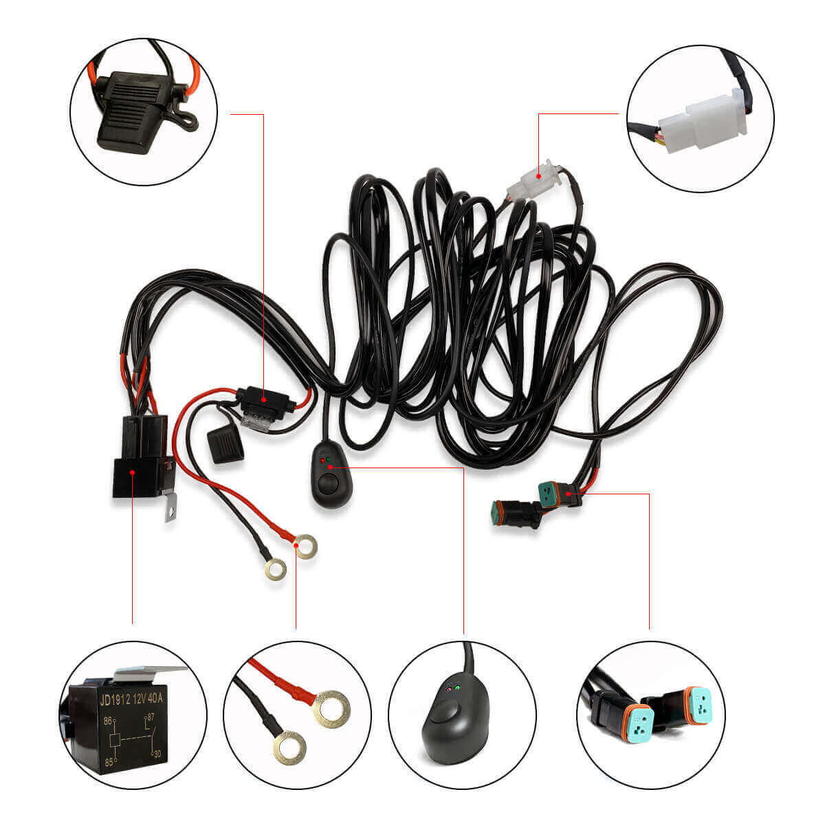 LED Pods Wiring Harness with DT Connectors - 2 Leads - Image 11