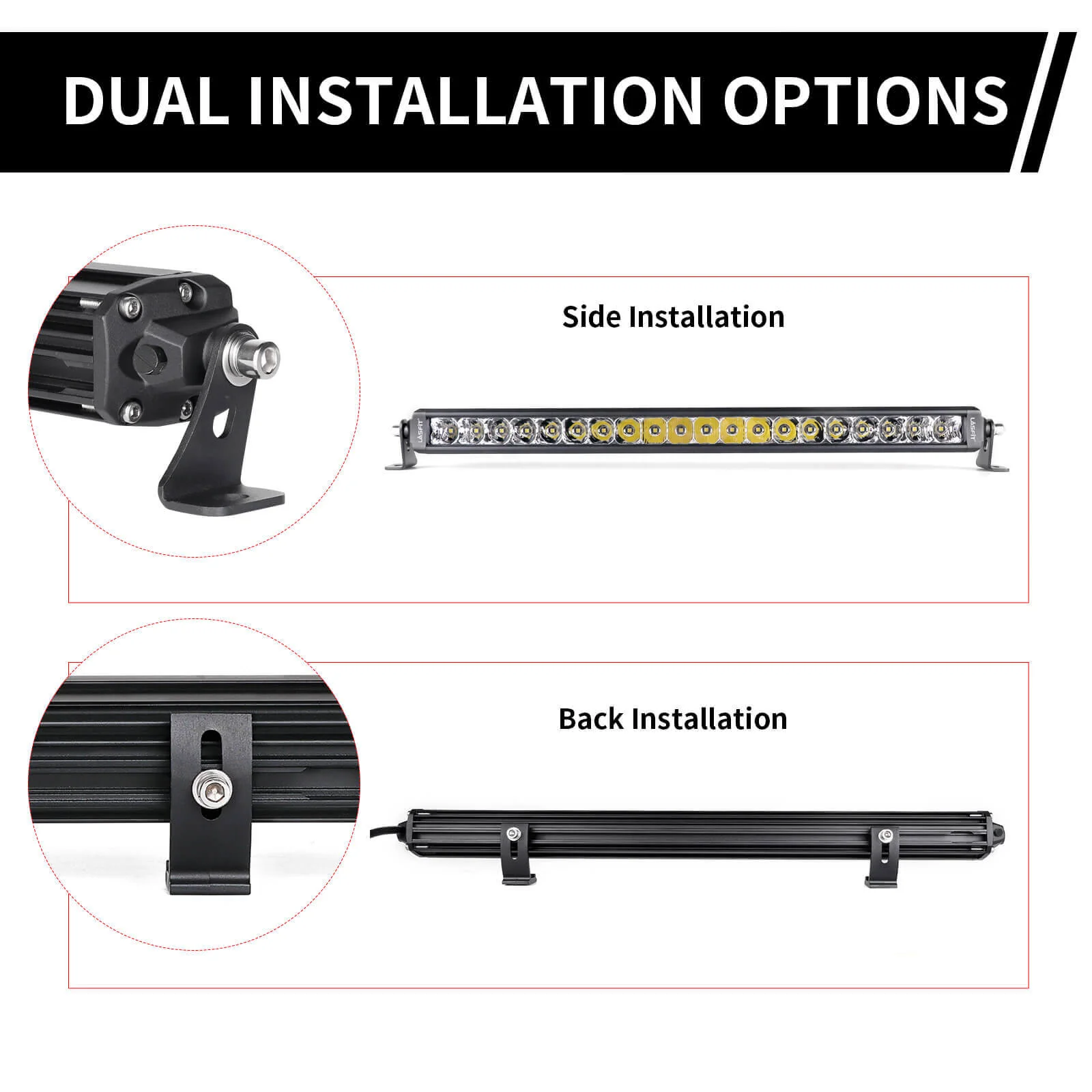 12 Inch Off-Road LED Light Bars Combo Flood Spot Single Row - LASFIT - Image 11