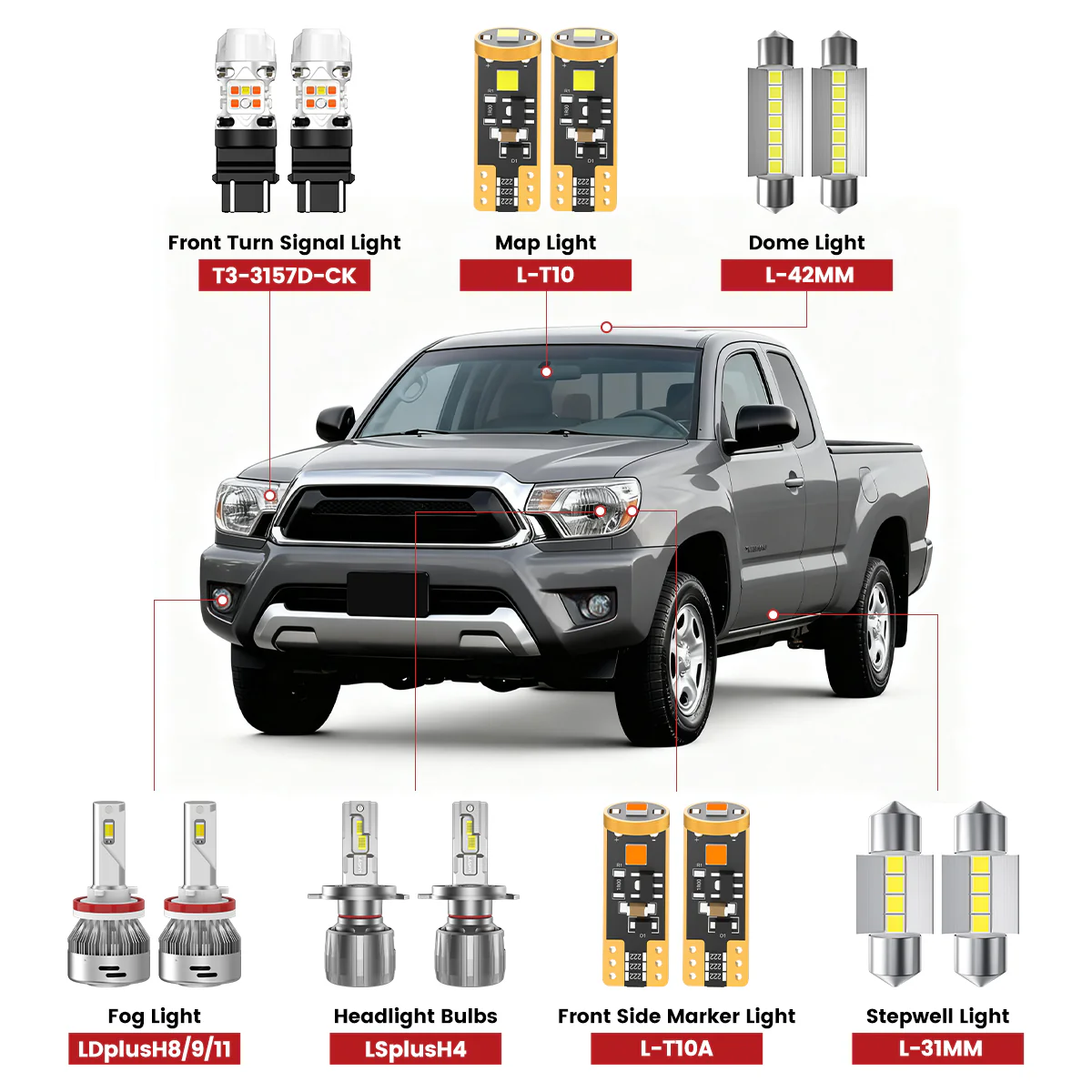 Fit for 2001-2015 Toyota Tacoma The Brightest LED Bulbs Upgrade | Tested and Verified