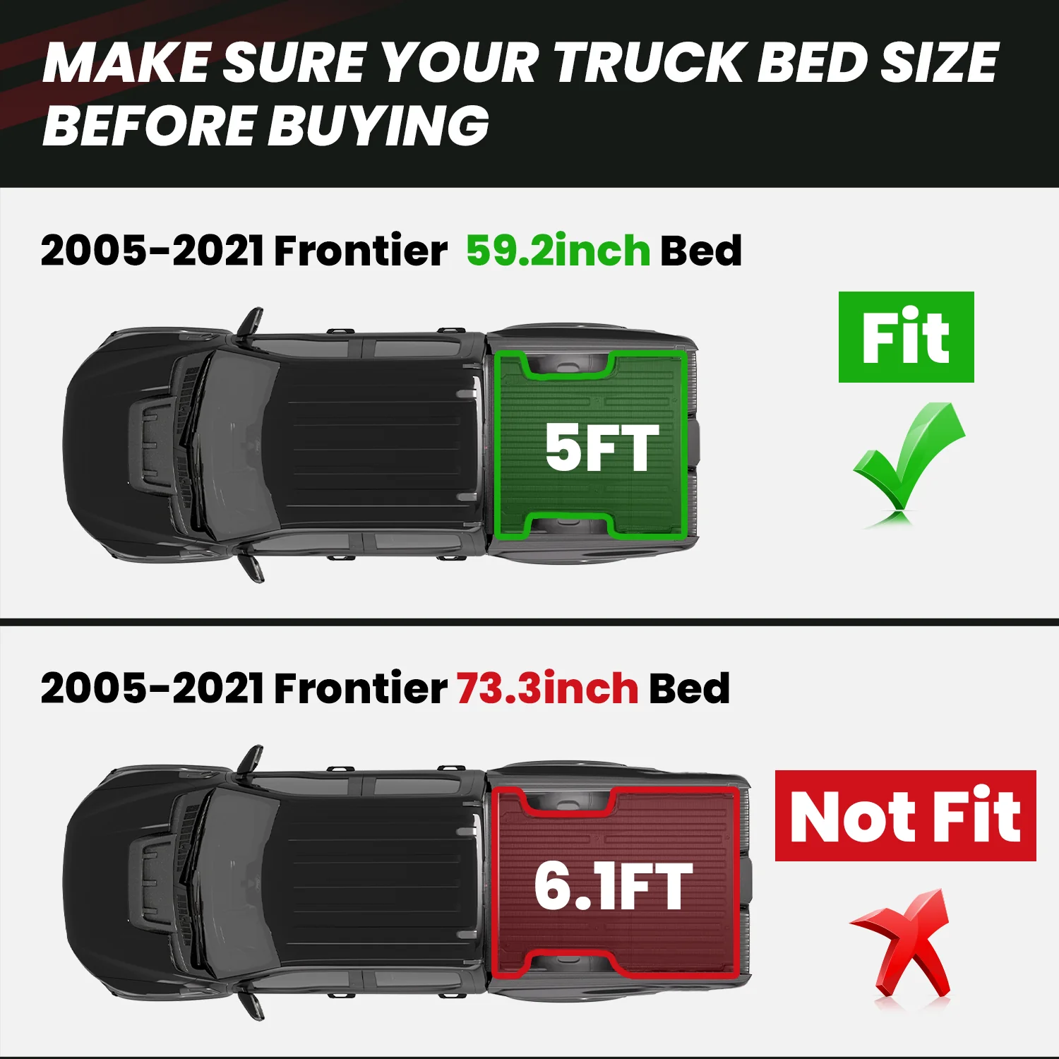 Fit for 2005-2021 Nissan Frontier Truck Bed Mat - Image 2