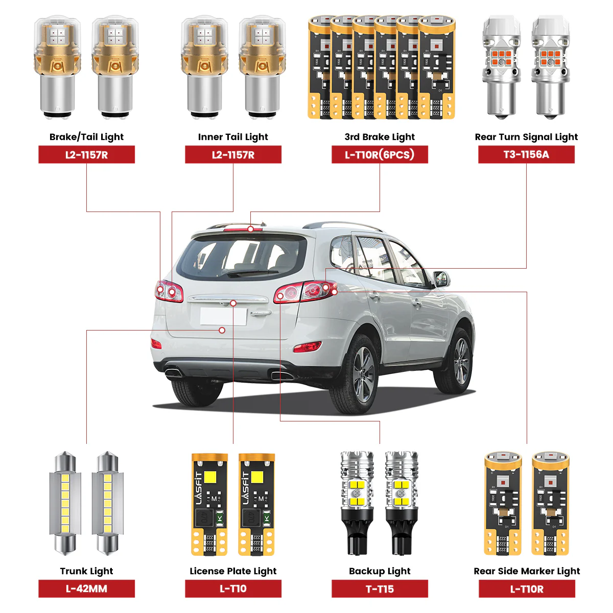 Fit for 2010-2012 Hyundai Santa Fe The Brightest LED Bulbs Upgrade - Image 2