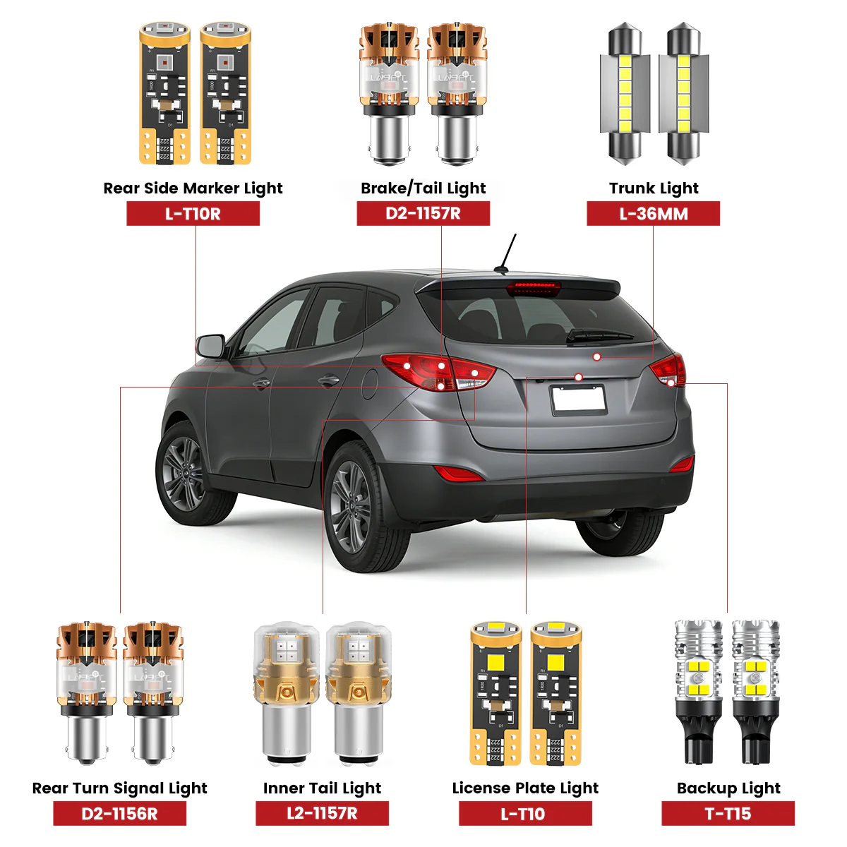 Fit for 2010-2013 Hyundai Tucson The Brightest LED Bulbs Upgrade - Image 2