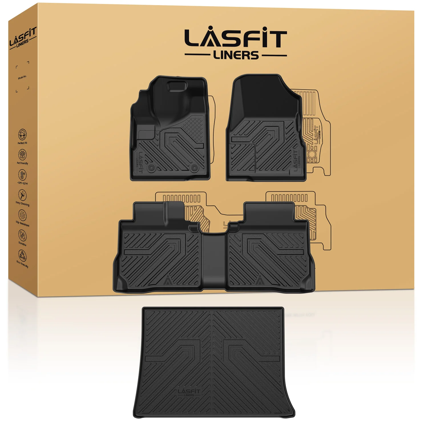 Fit for 2012-2017 GMC Terrain Floor Mats & Cargo Mat, Only Fit Second Row Seats Sliding Backwards - Image 8