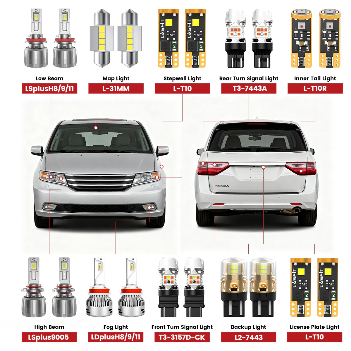 Fit for 2011-2013 Honda Odyssey The Brightest LED Bulbs Upgrade | Tested and Verified