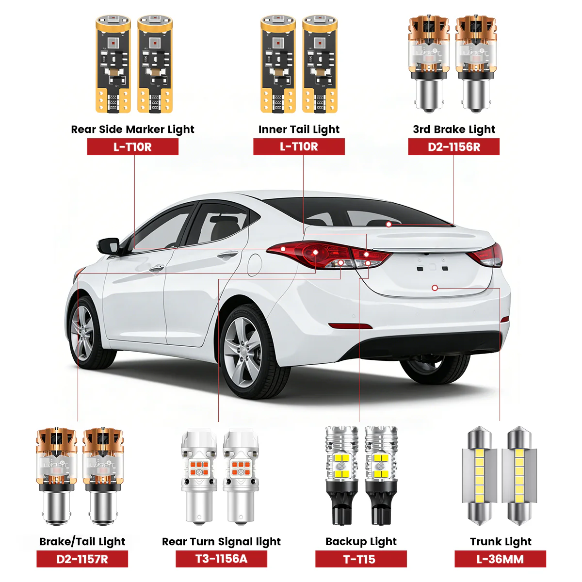 Fit for 2011-2013 Hyundai Elantra The Brightest LED Bulbs Upgrade - Image 2