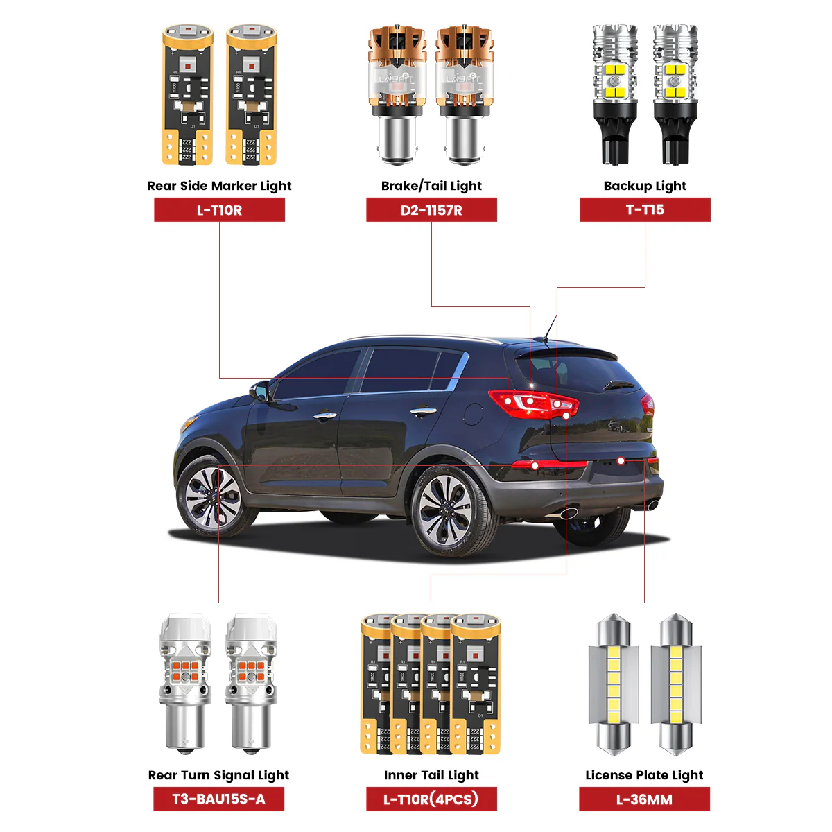 Fit for 2011-2013 Kia Sportage The Brightest LED Bulbs Upgrade - Image 2