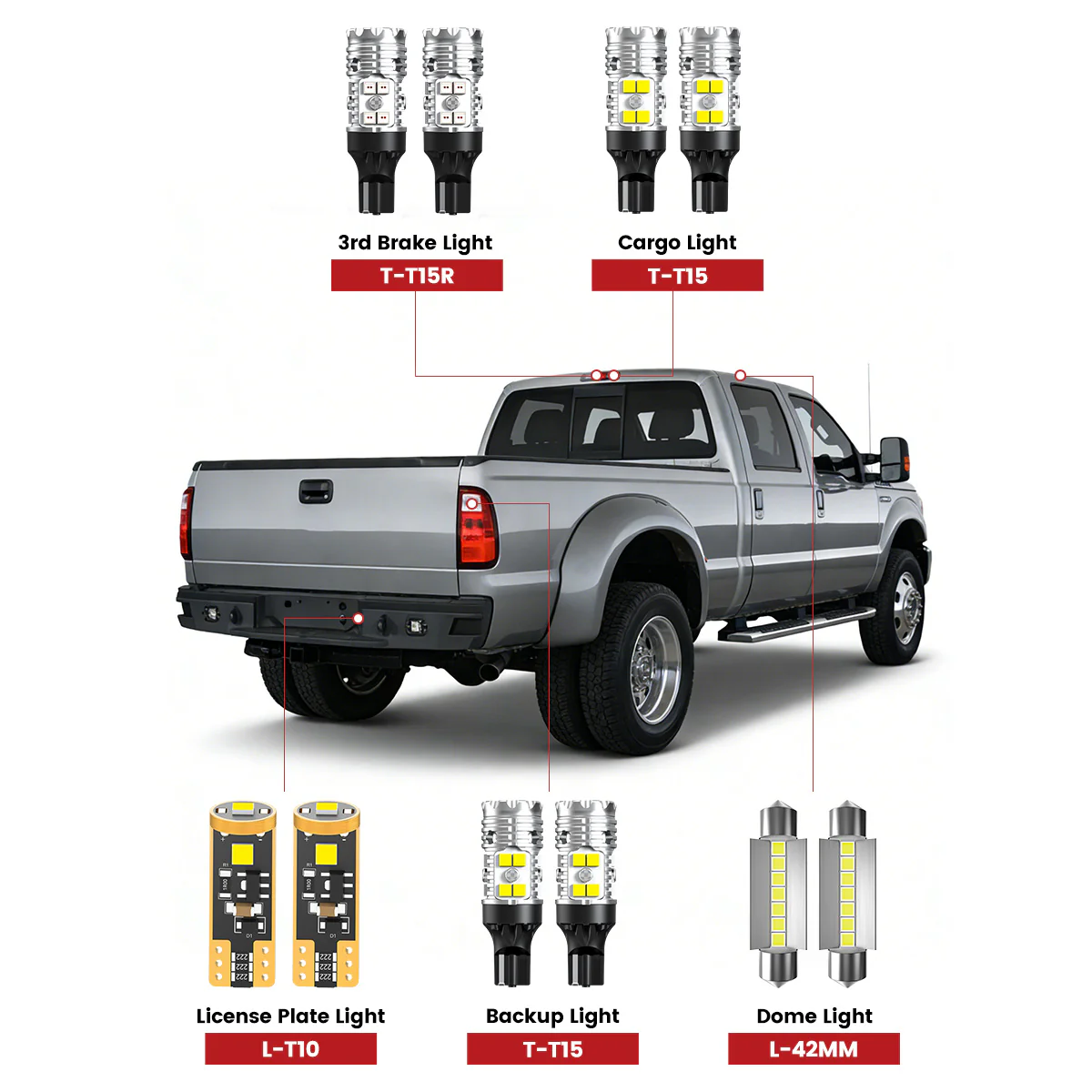 Fit for 2011-2016 Ford F-250 F-350 The Brightest LED Bulbs Upgrade - Image 2