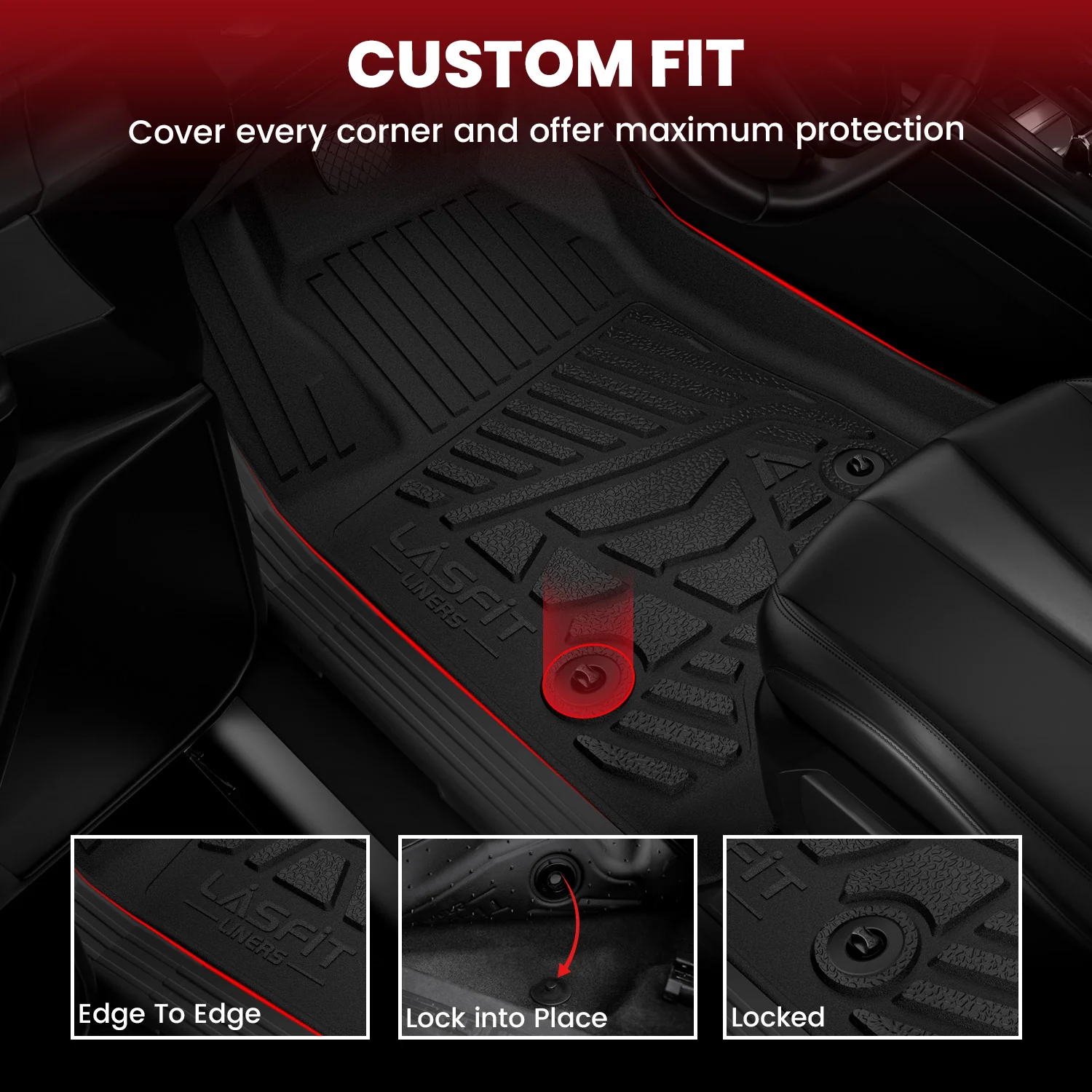 Fit for 2012-2016 Ford F-250 F-350 F-450 F-550 Super Duty TPE Floor Mats, Fit Crew Cab with Carpet Floor, without 4*4 Shifter - Image 2