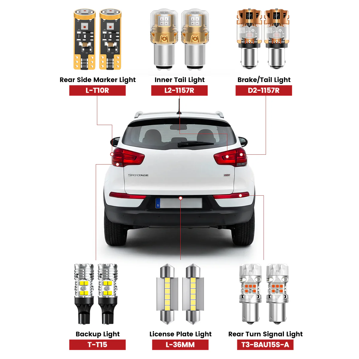 Fit for 2014-2016 Kia Sportage The Brightest LED Bulbs Upgrade - Image 2
