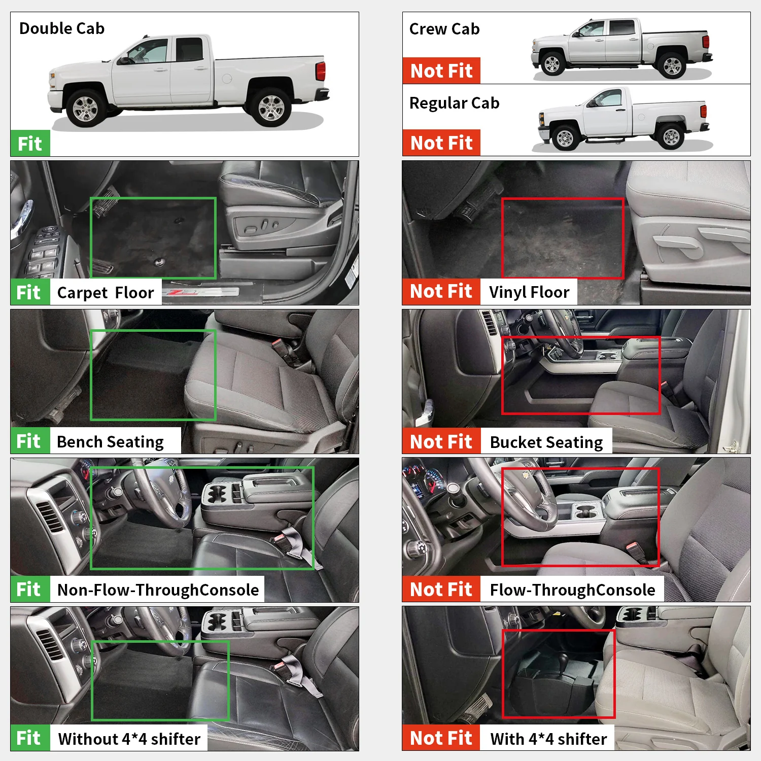 Fit for 2014-2018 GMC Sierra 1500 Floor Mats, Fit Carpet Floor & Without 4*4 Shifter Only - Image 20