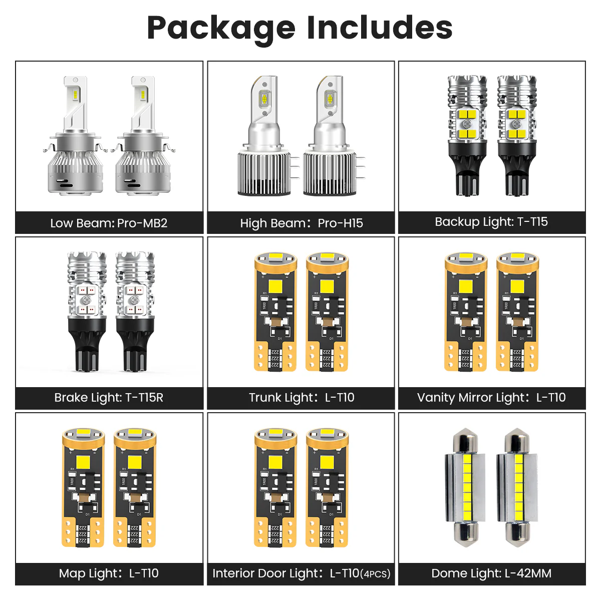 Fit for 2014-2019 Mercedes Benz CLA250 Custom H7 LED Bulbs Exterior Interior Lights Plug n Play - Image 2