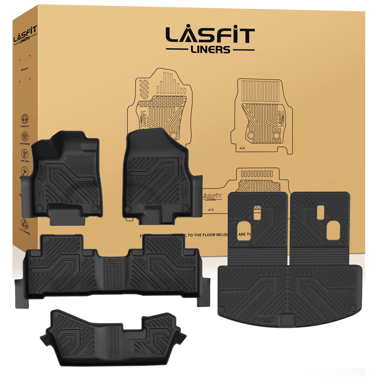 Fit for 2014-2020 Acura MDX Floor Mats & Seatback & Cargo Mat, Fit 7-seater and Gasoline Only - Image 8