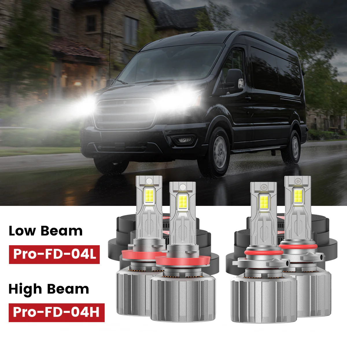 Fit for 2015-2025 Ford Transit-150/250/350 Custom H11 9005 LED Bulbs w/ Dust Cover | Pro-DC Series - Image 2