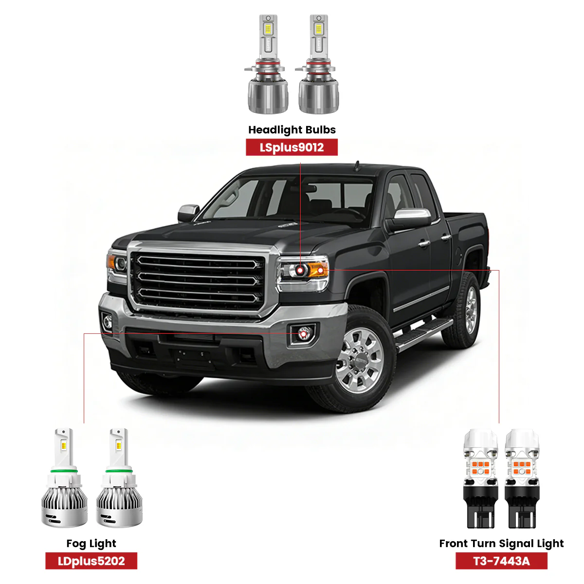Fit for 2015 GMC Sierra 2500HD 3500HD The Brightest LED Bulbs Upgrade