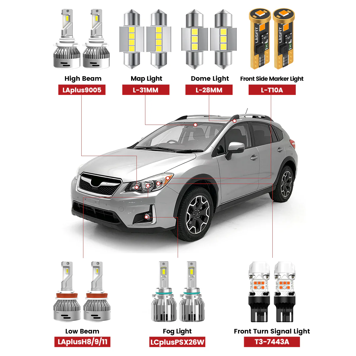 Fit for 2012-2017 Subaru Crosstrek LED Bulbs Upgrade