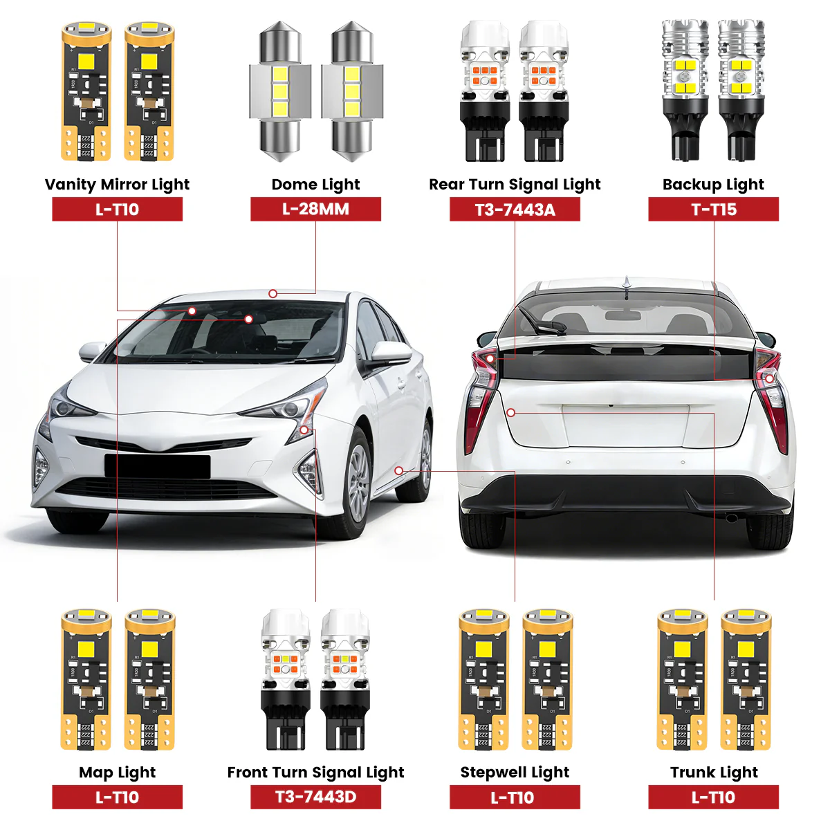 Fit for 2016-2018 Toyota Prius Exterior Interior Lights Upgrade