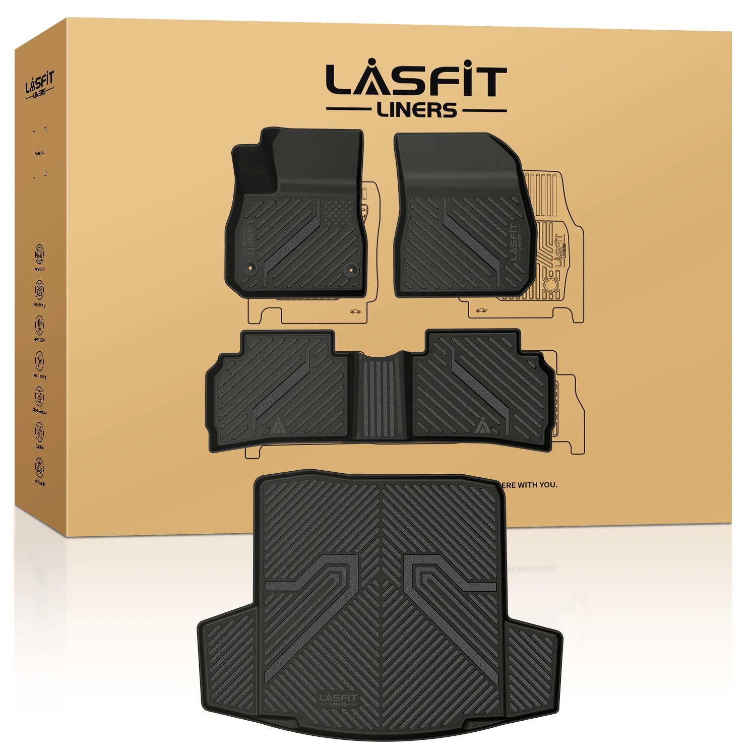 Fit for 2016-2025 Chevrolet Malibu Floor Mats & Cargo Mat, Don't Fit Hybrid or 2016 Malibu Limited - Image 9