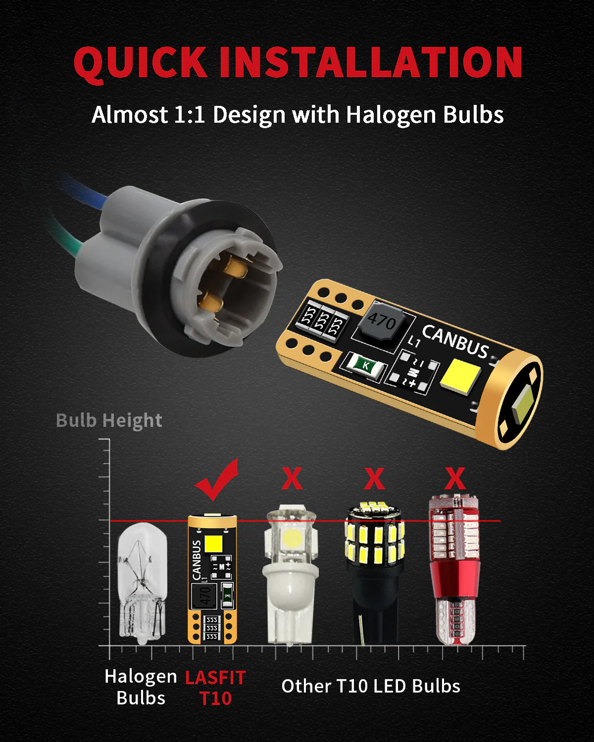 194 168 W5W LED CANBUS Error Free Interior Door Dome Map Trunk Lights | Golden Yellow, 2 Bulbs - Image 3