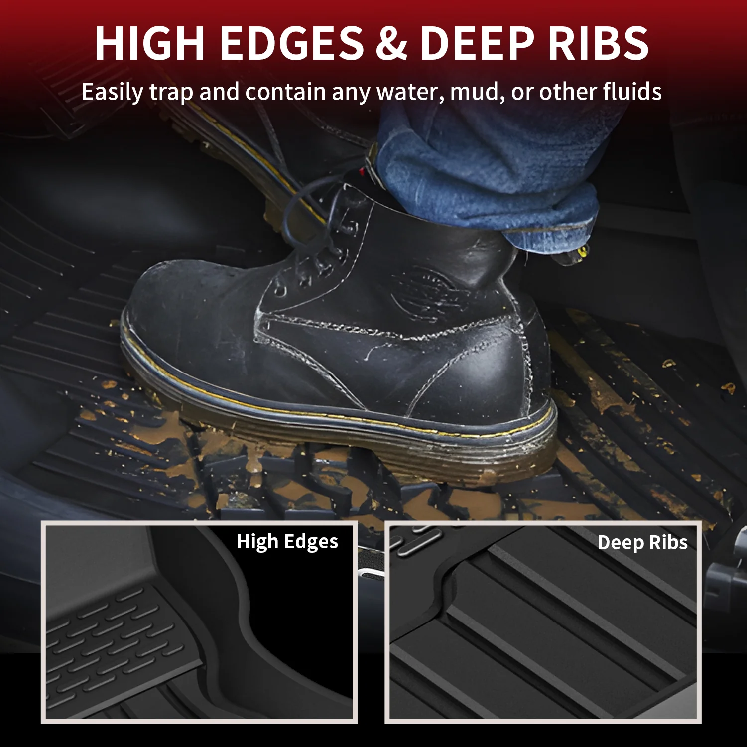 Fit for 2017-2026 Jaguar F-Pace Custom Floor Mats TPE Material 1st & 2nd Row Seat - Image 3