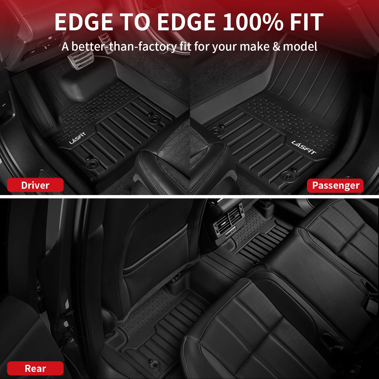 Fit for 2017-2026 Jaguar F-Pace Custom Floor Mats TPE Material 1st & 2nd Row Seat - Image 4