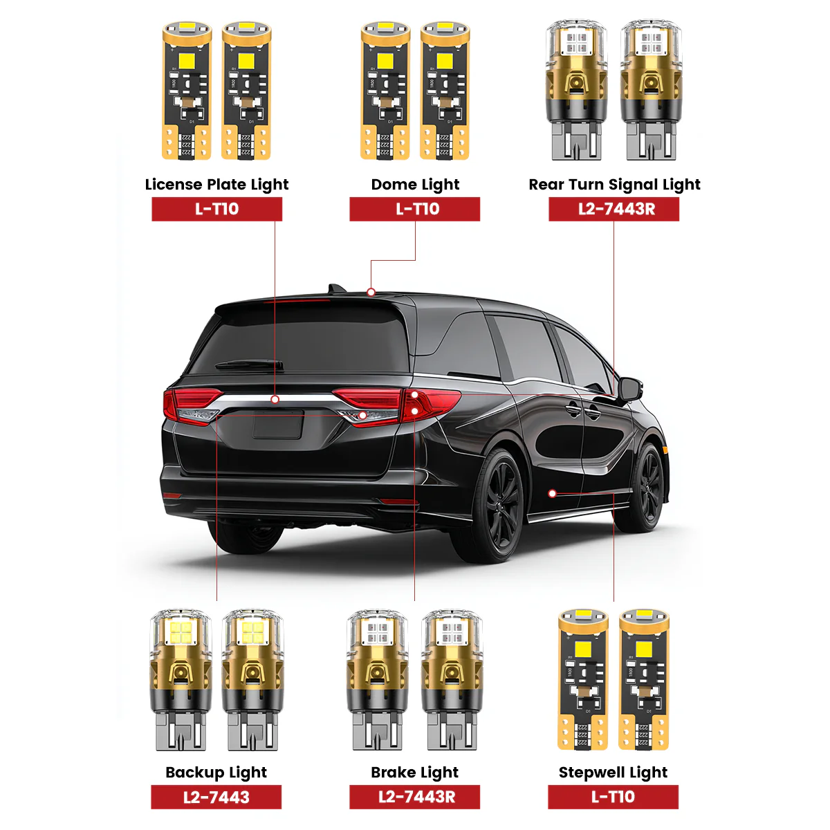 Fit for 2018-2020 Honda Odyssey The Brightest LED Bulbs Upgrade | Tested and Verified - Image 2