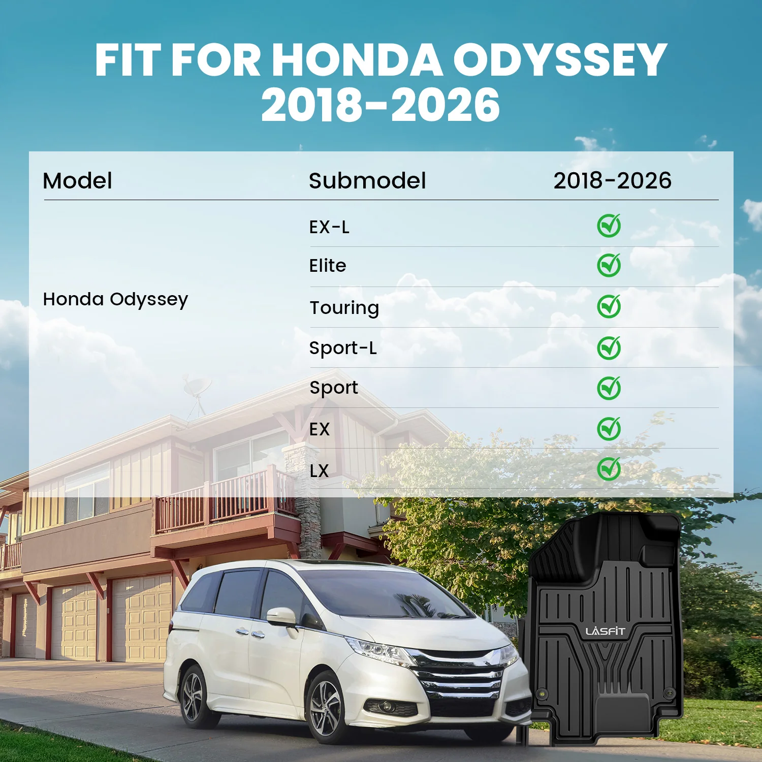 Fit for 2018-2026 Honda Odyssey TPE Custom Floor Mats or Rear Cargo Mat - Image 13
