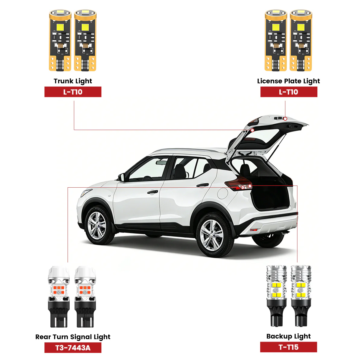 Fit for 2018-2024 Nissan Kicks LED Bulbs Upgrade - Image 2