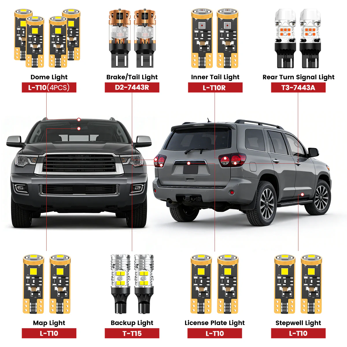 Fit for 2018-2026 Toyota Sequoia LED Exterior Interior Lights Upgrade