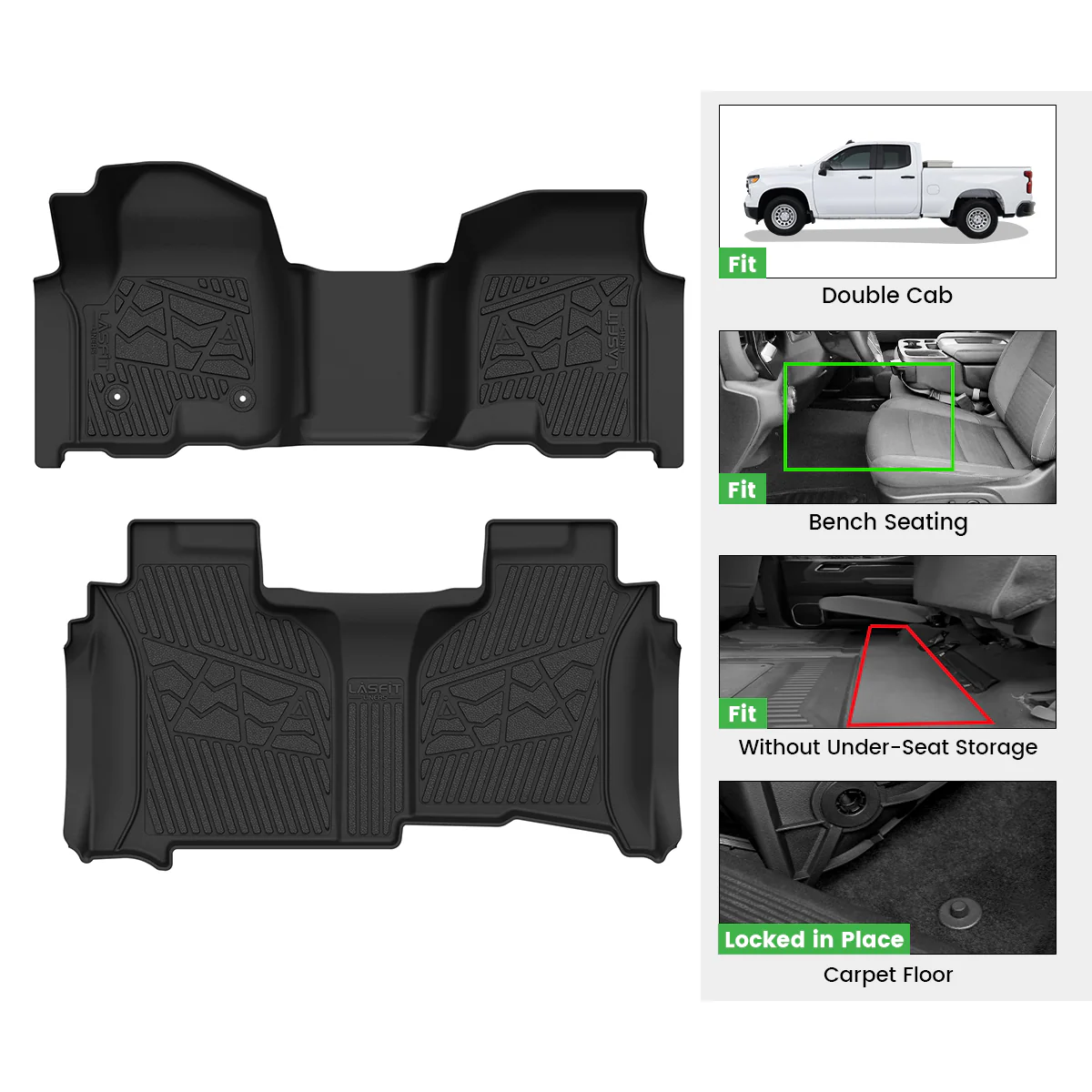 Fit for 2019-2026 Chevrolet Silverado 1500 Floor Mats, Fit Carpet Floor Only, Not Fit 2019 Silverado 1500 LD - Image 28