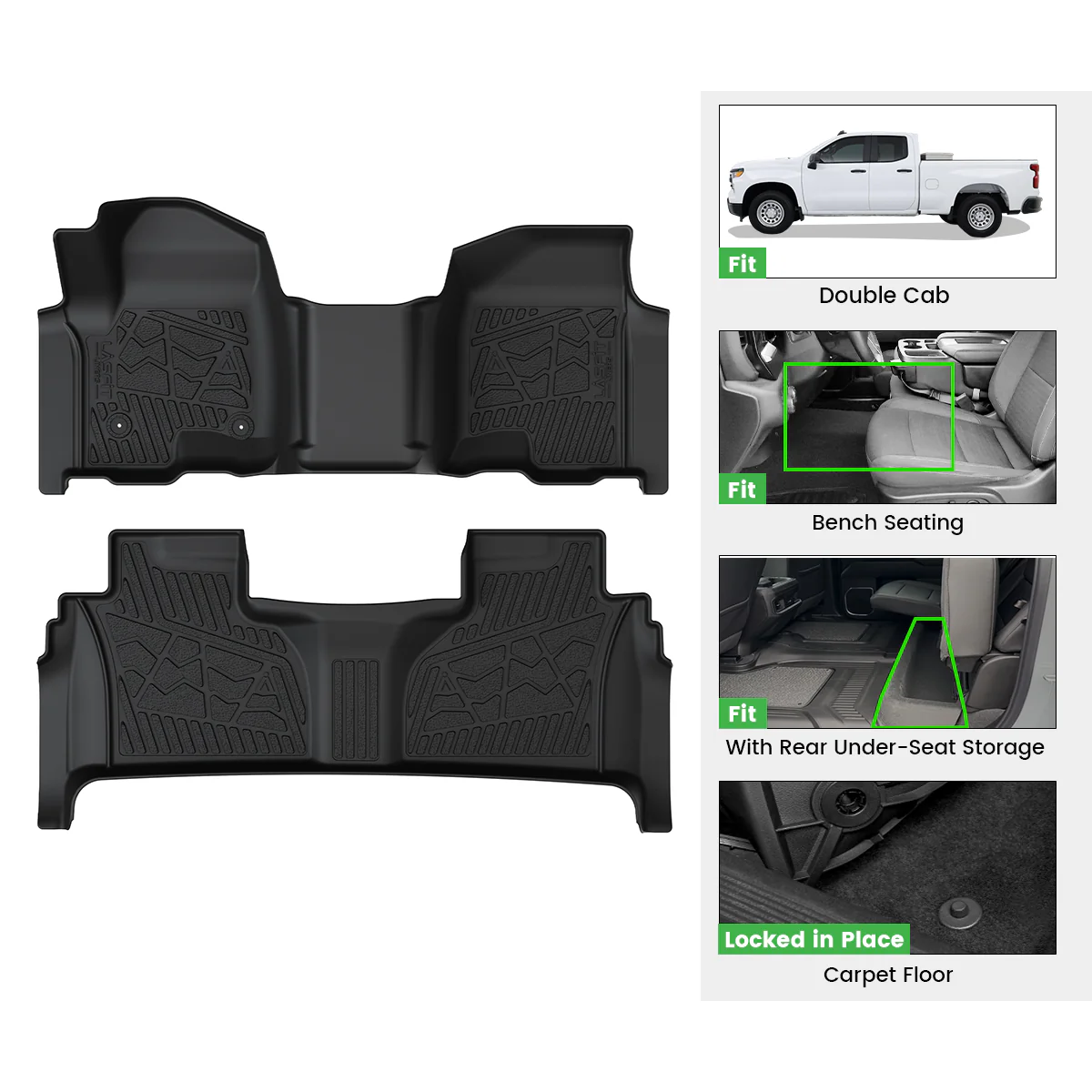 Fit for 2019-2026 Chevrolet Silverado 1500 Floor Mats, Fit Carpet Floor Only, Not Fit 2019 Silverado 1500 LD - Image 46