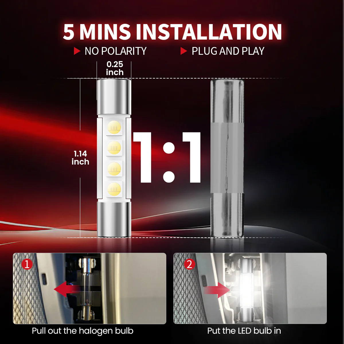 6614F 6614 LED Vanity Mirror Sun Visor Light Bulb, 4 Bulbs - Image 6