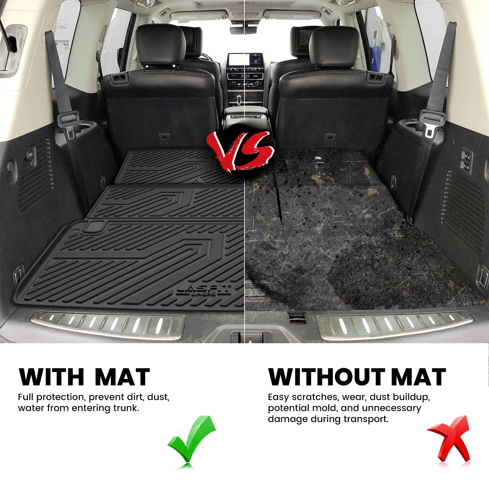 Fit for 2011-2024 Infiniti QX80 Floor Mats or Cargo & Seatback Mats, Fit 8seats(2nd Row Bench Seats) - Image 3