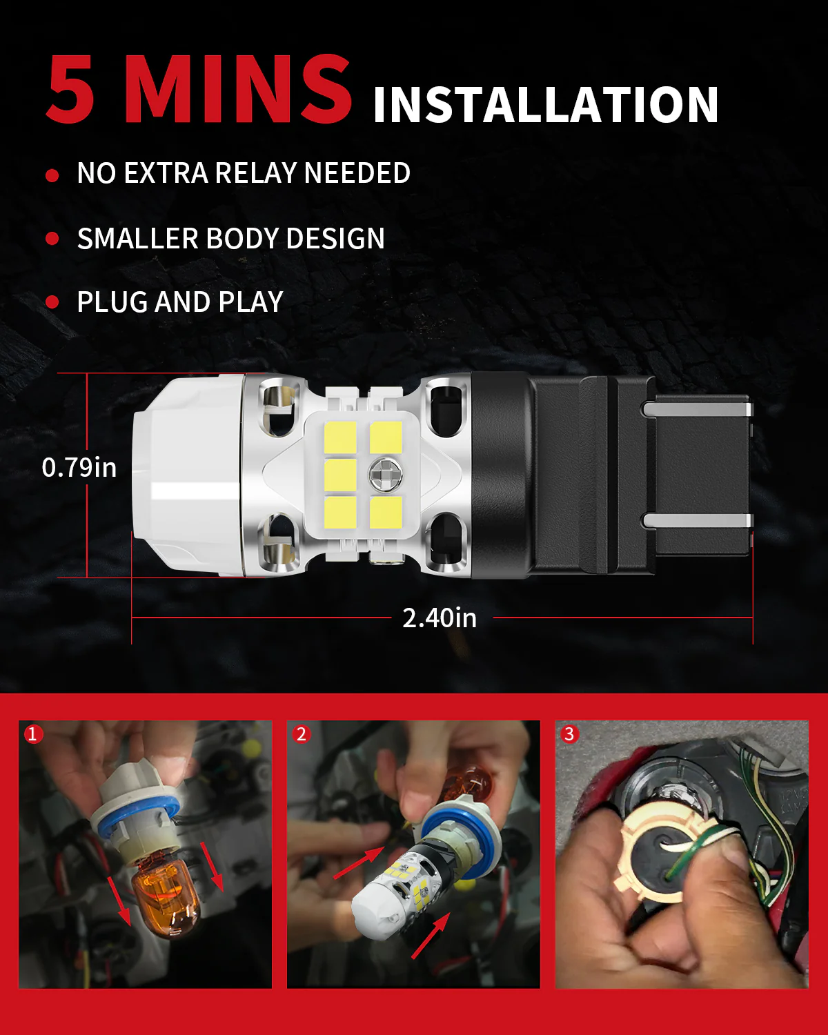 WT21W LED Reverse Bulbs CanBus-Ready White | T3 Series - Image 7