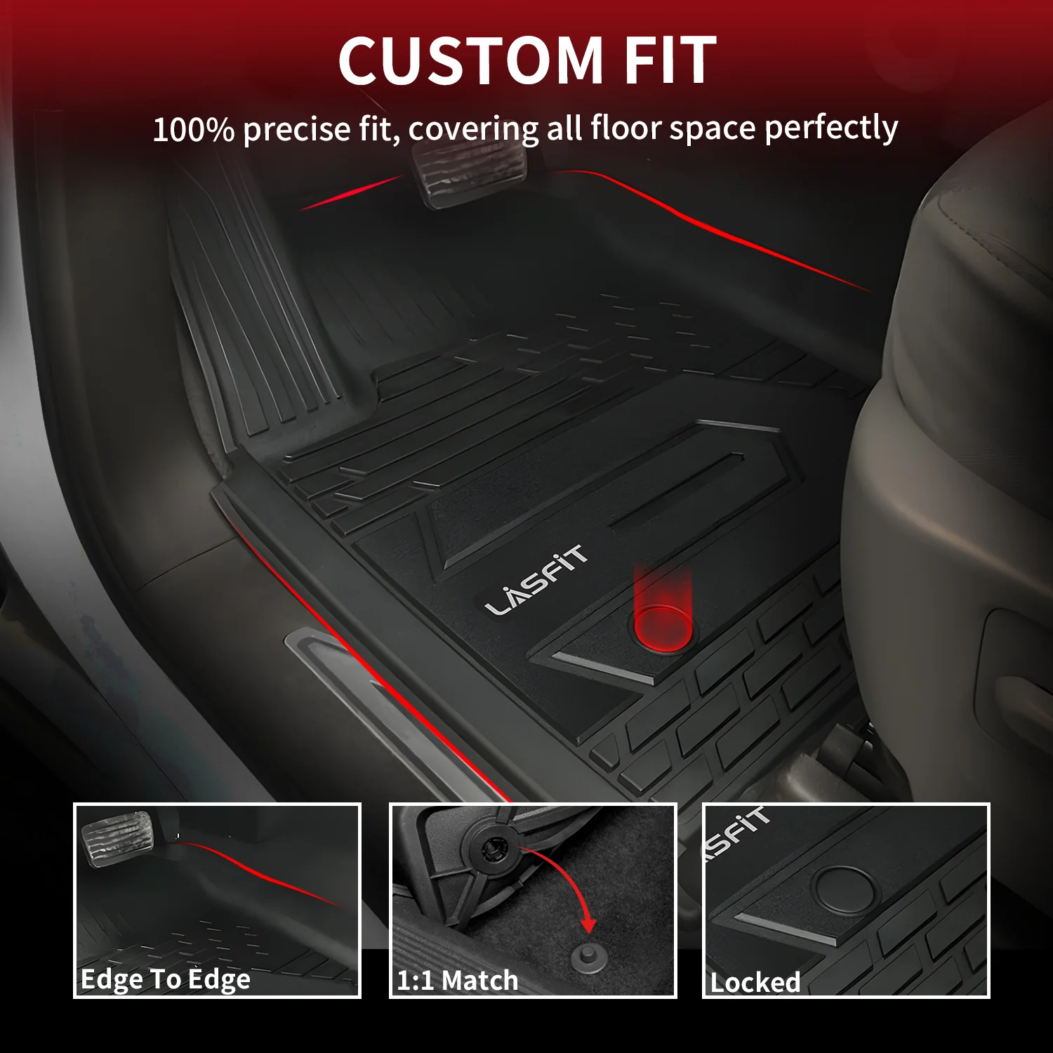 Fit for 2019-2026 GMC Sierra 1500 1st Row Floor Mats, Fit Bucket Seat & Carpet Floor Only, Not Fit 2019 Sierra LD - Image 4
