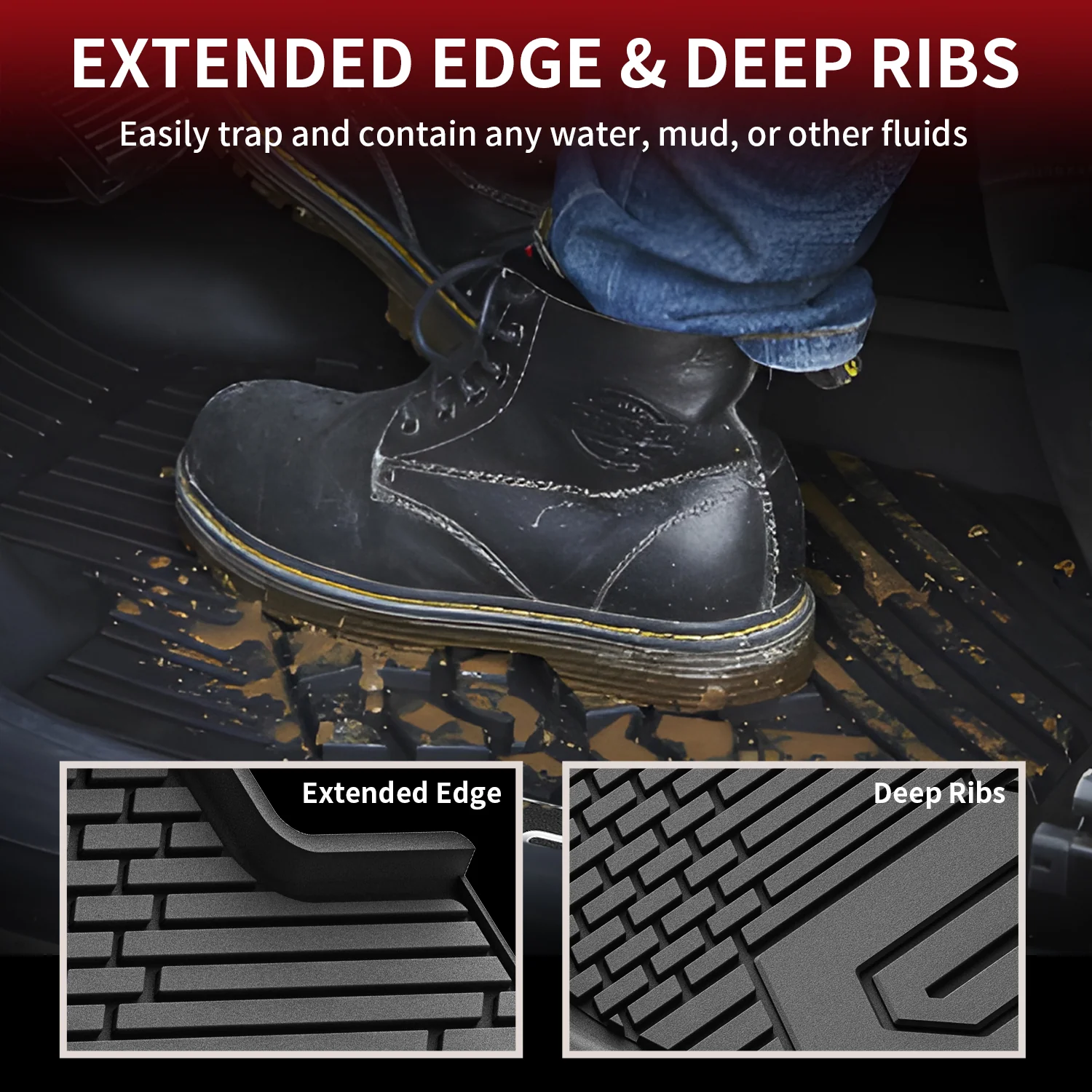 Fit for 2019-2026 GMC Sierra 1500 1st Row Floor Mats, Fit Bucket Seat & Carpet Floor Only, Not Fit 2019 Sierra LD - Image 8