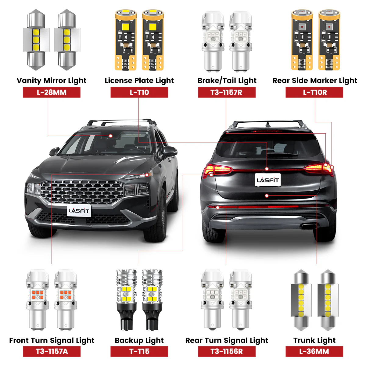 Fit for 2021-2023 Hyundai Santa Fe 1157 1156 921 LED Exterior Interior Lights