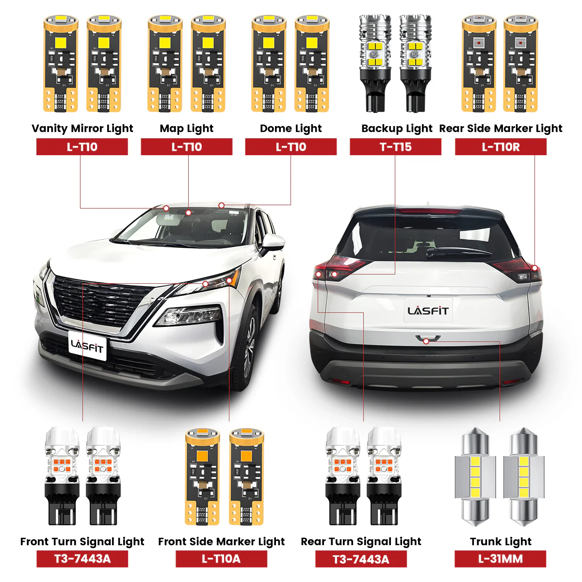 Fit for 2021-2025 Nissan Rogue 7443 921 LED Exterior Interior Lights