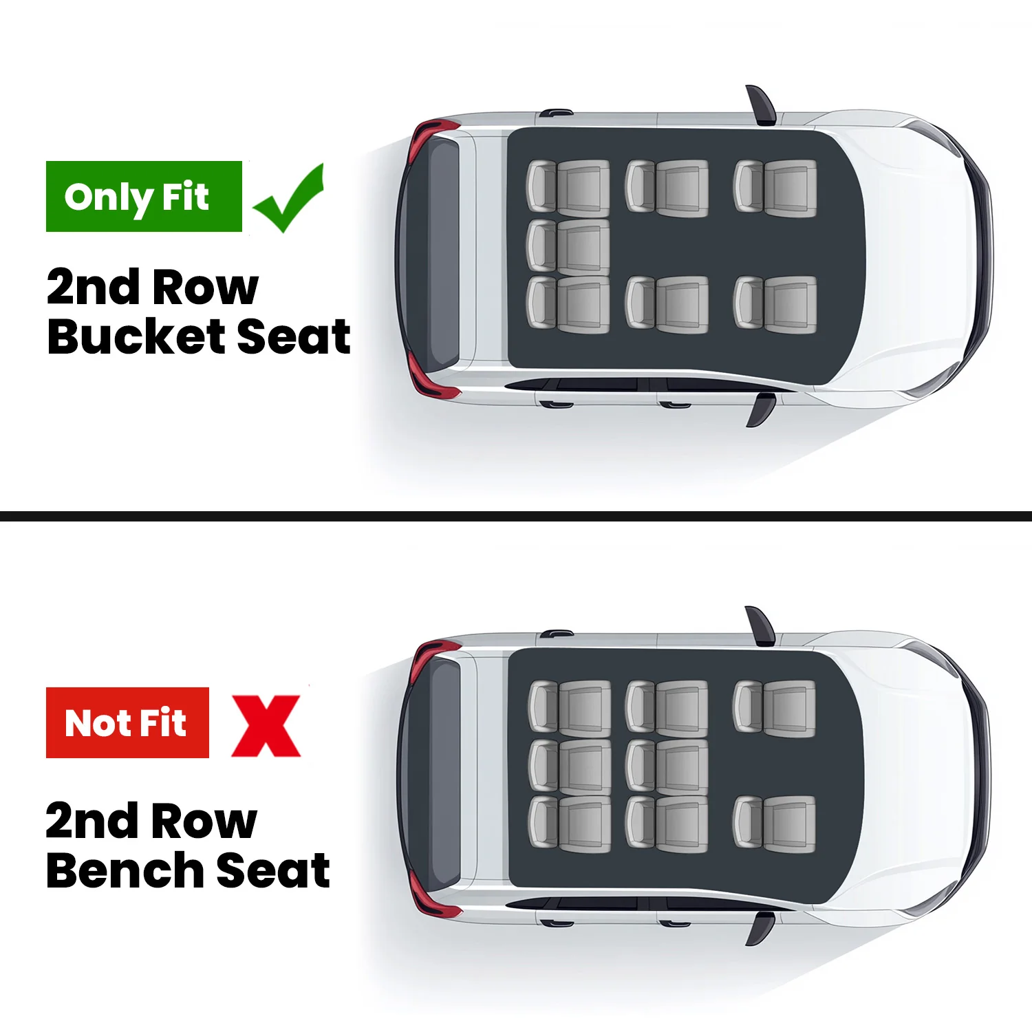 Fit for 2007-2016 GMC Acadia Floor Mats, Fit 2nd Row Bucket Seating Only - Image 2