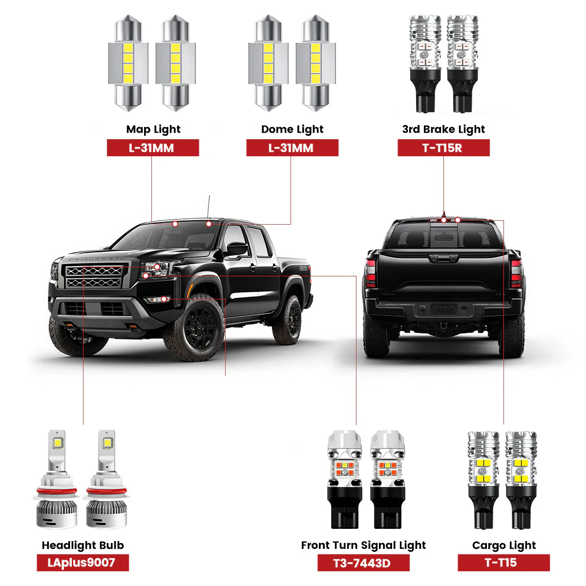 Fit for 2022-2025 Nissan Frontier LED Bulbs Upgrade | Tested and Verified