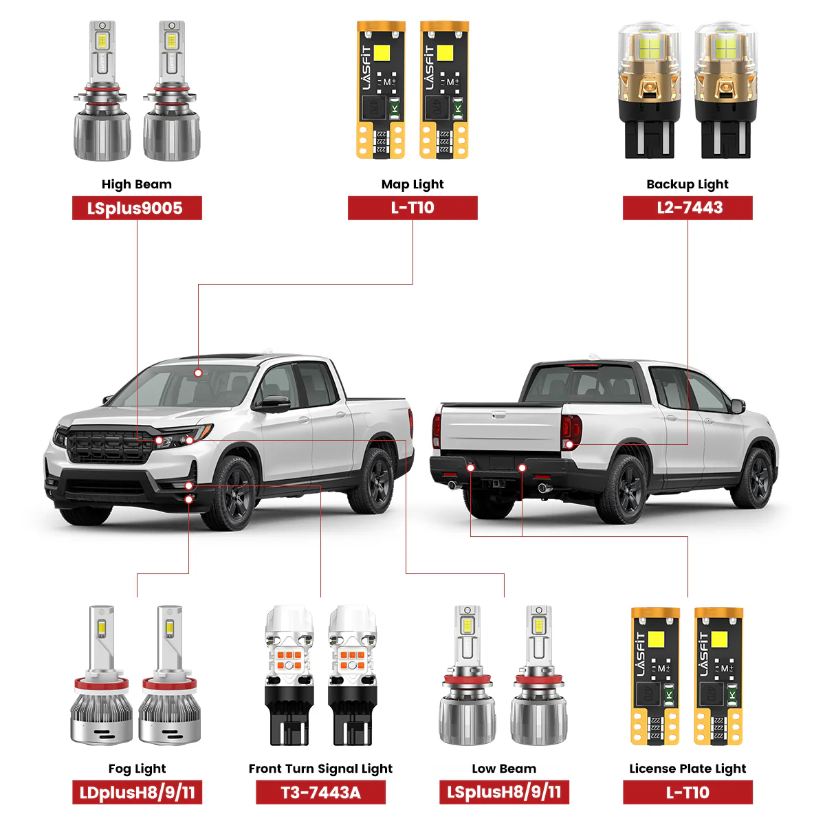 Fit for 2017-2026 Honda Ridgeline The Brightest LED Bulbs Upgrade | Tested and Verified