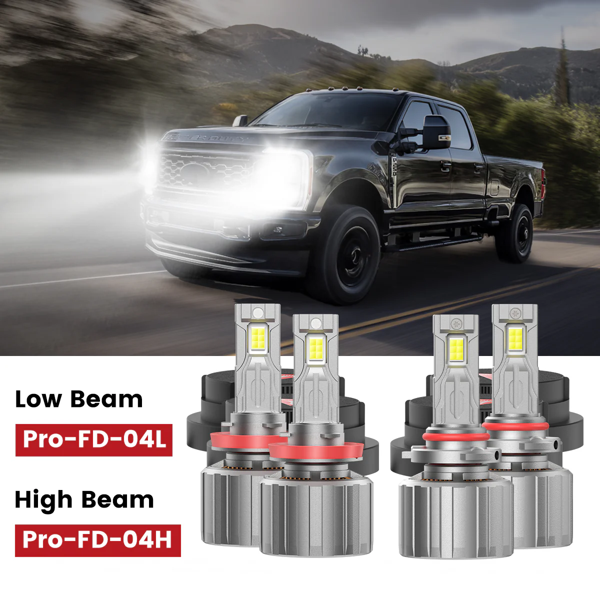 Fit for 2023-2026 Ford F-250 F-350 F-450 XL XLT Custom H11 9005 LED Bulbs w/ Dust Cover | Pro-DC Series - Image 2