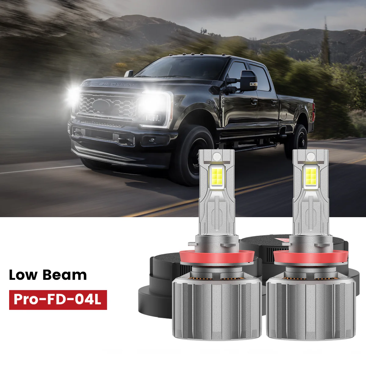 Fit for 2023-2026 Ford F-250 F-350 F-450 XL XLT Custom H11 9005 LED Bulbs w/ Dust Cover | Pro-DC Series - Image 9