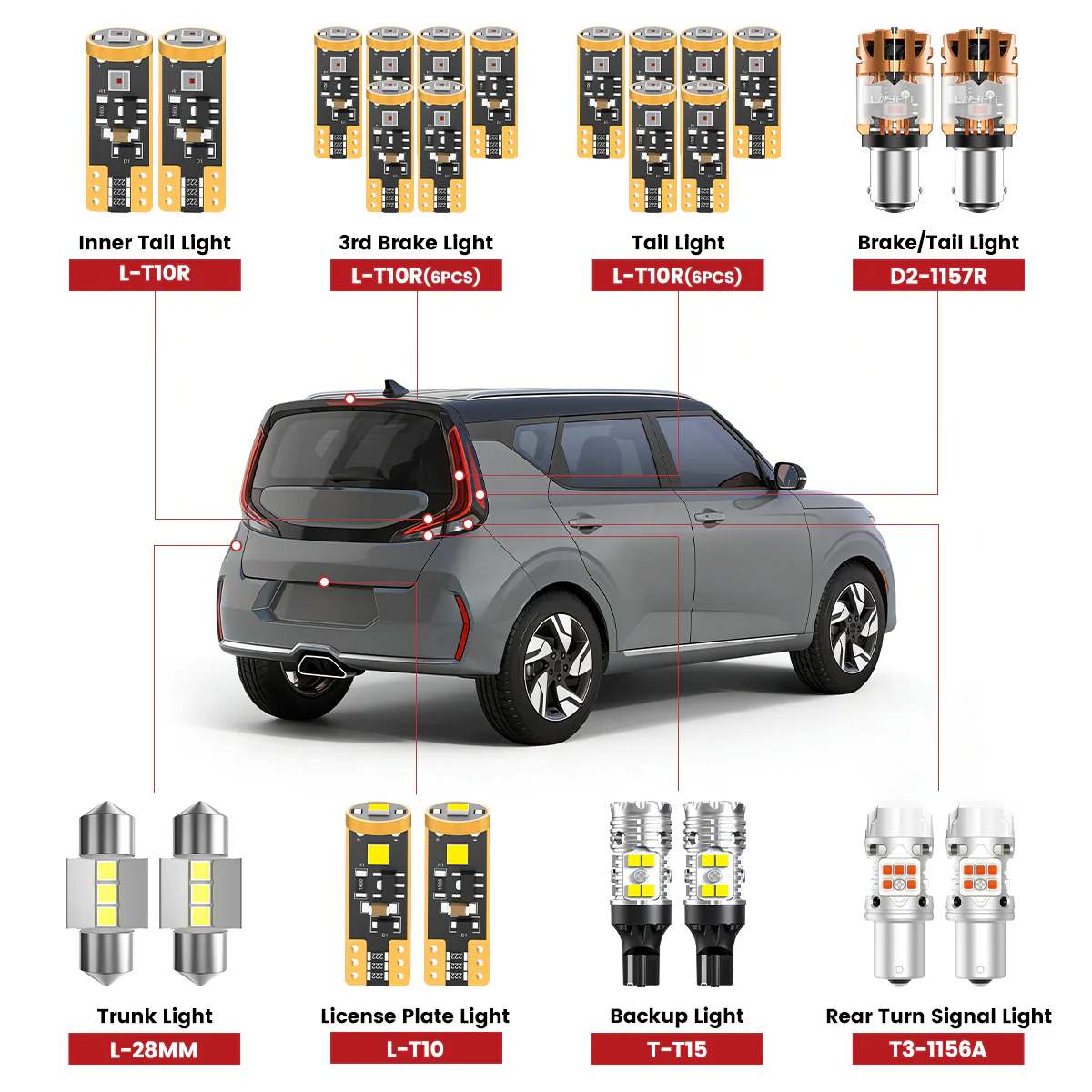 Fit for 2023-2025 Kia Soul The Brightest LED Bulbs Upgrade - Image 2