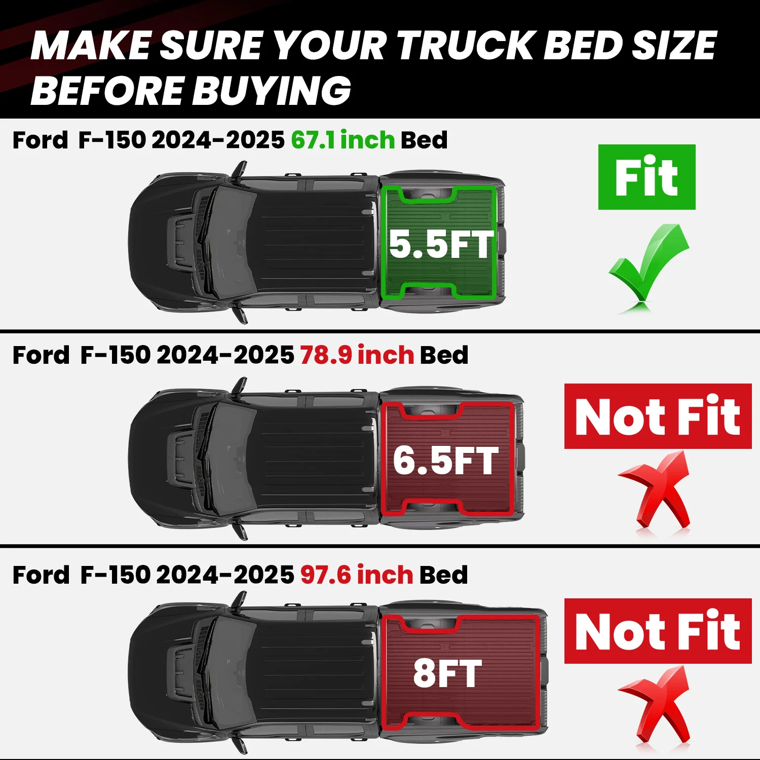Fit for 2024-2026 Ford F-150 Bed Mat & Tailgate Mat, Including F-150 Lightning - Image 12
