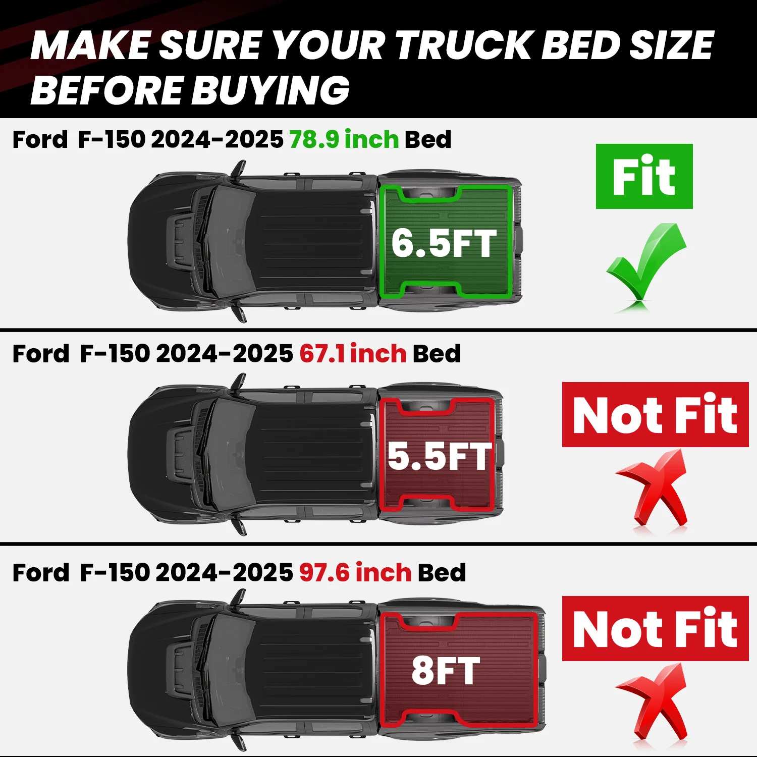 Fit for 2024-2026 Ford F-150 Bed Mat & Tailgate Mat, Including F-150 Lightning - Image 22