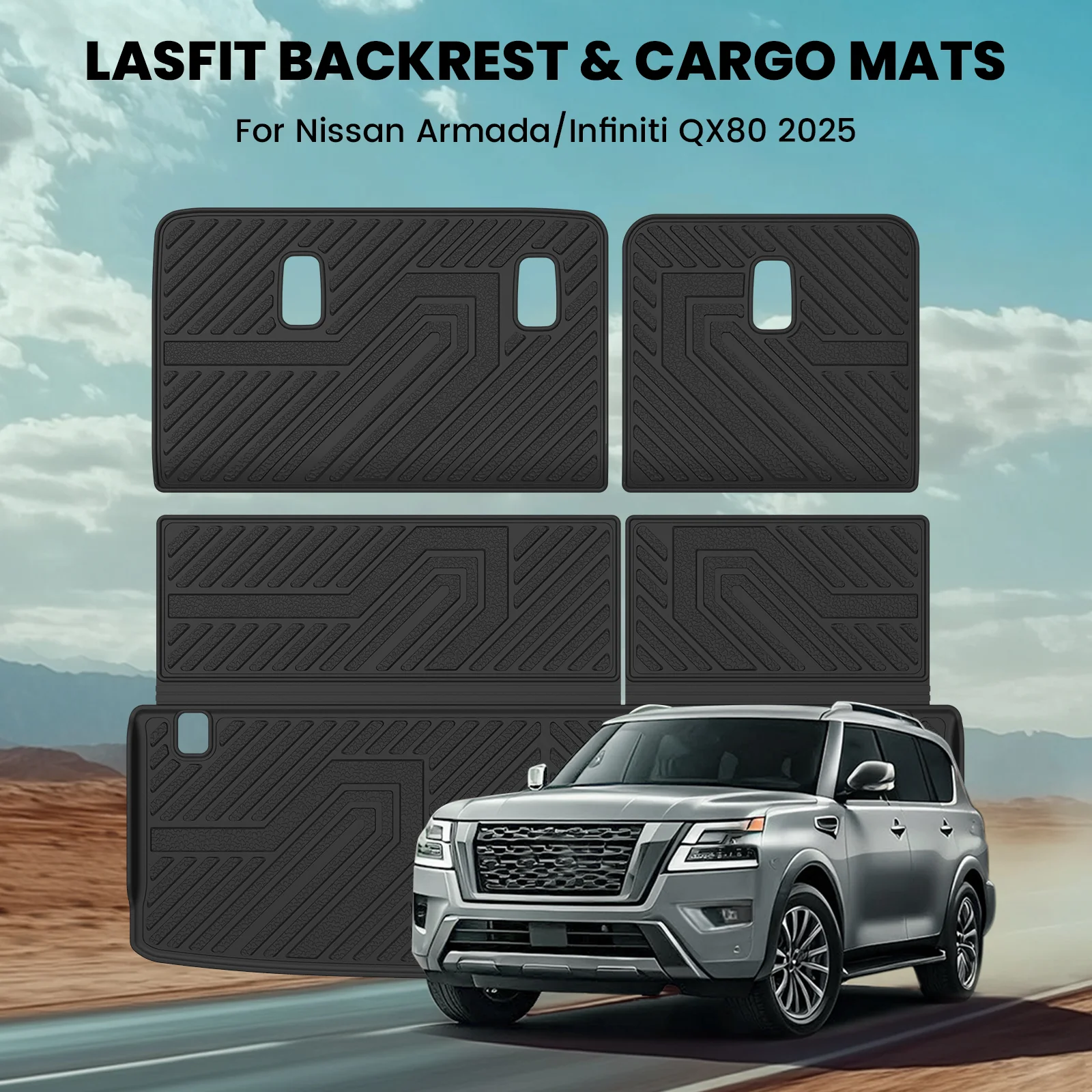Fit for 2025-2026 Nissan Armada TPE Floor Mats or Cargo Mat & Seatback Mats, Not Compatible with Models Equipped with Cargo Shelf - Image 25