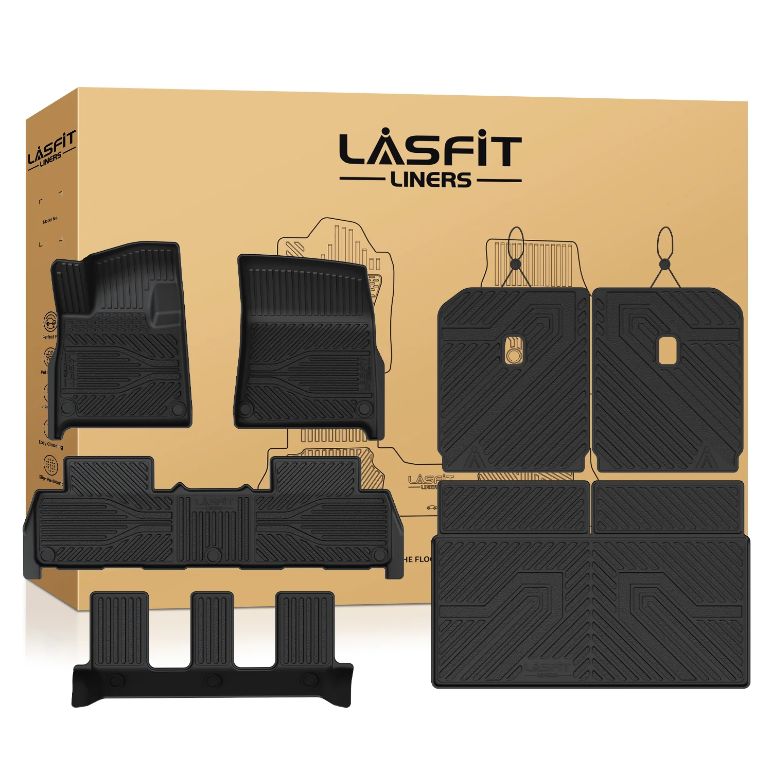 Fit for 2025 Rivian R1S Floor Mats & Cargo & Seatback Mat - Image 6