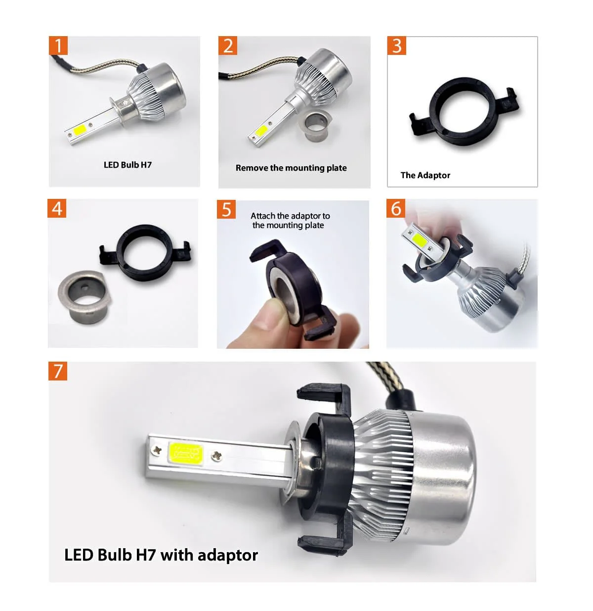 TK103 2x H1 LED Bulb Holder Adapter Retainer Fit for Ford - Image 3