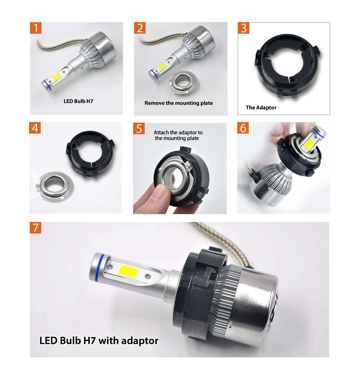 TK109 2x H7 LED Bulb Holder Adapter Retainer Fit for Volkswagen Golf - Image 3