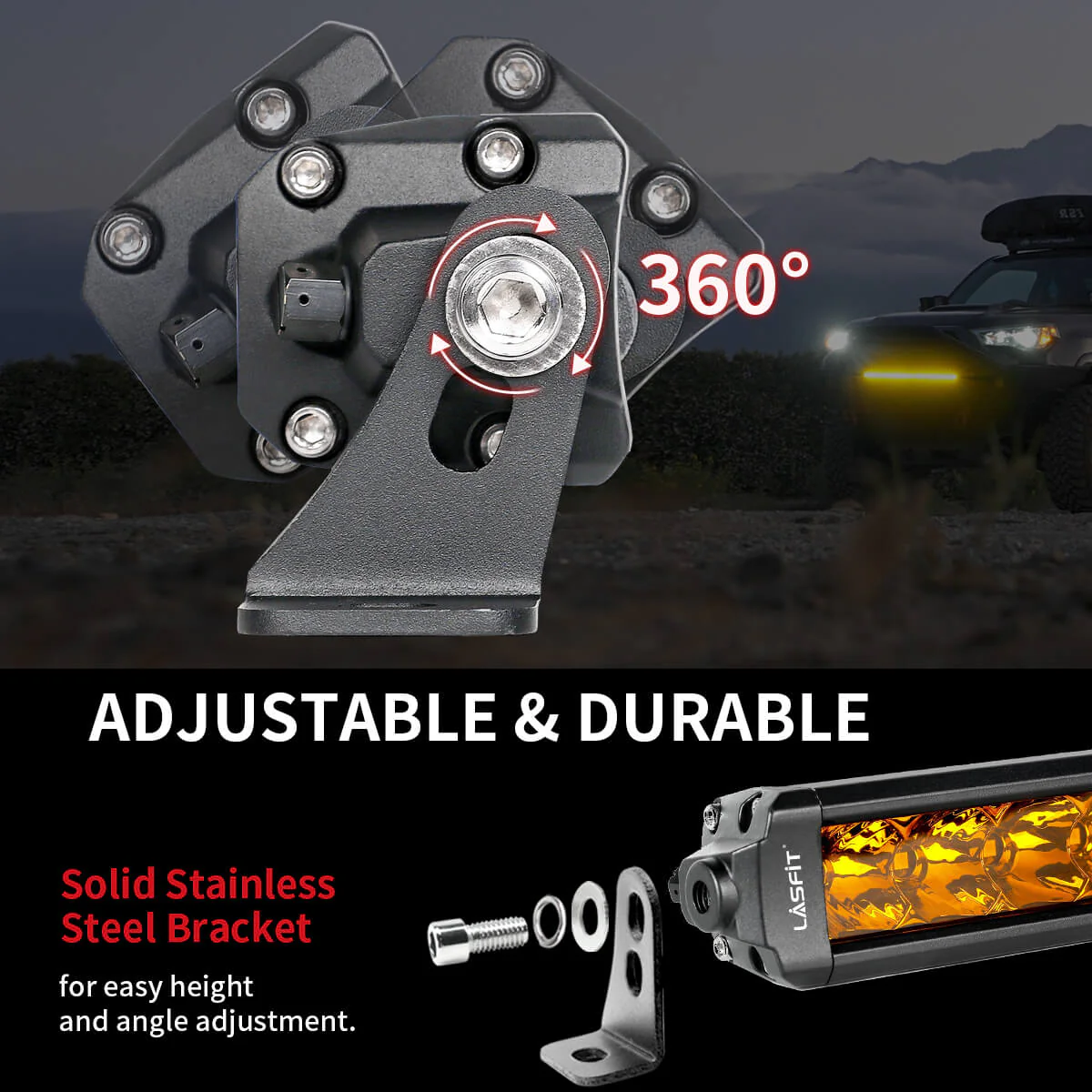 52" Light Bar Hood Mount Kit For 2018-2024 Jeep Wrangler JL Gladiator JT | LASFIT - Image 31